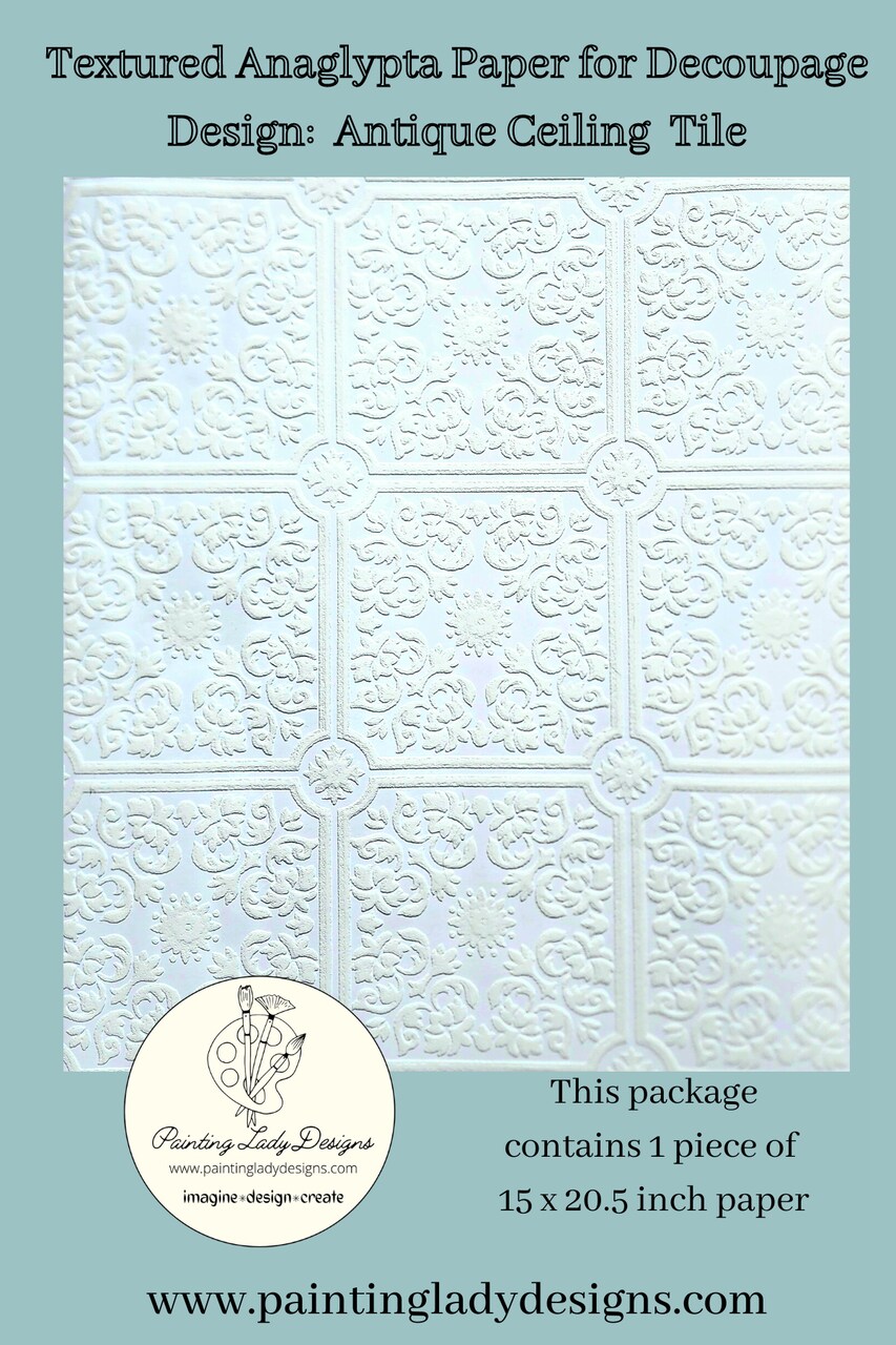 Textured Anaglypta Paper for Decoupage - Antique Ceiling Tile Design